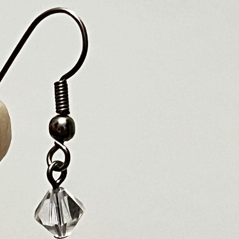 Dainty Clear Geometric Bead Dangle Hook Earrings Minimal Romantic tiny‎ - Picture 2 of 4
